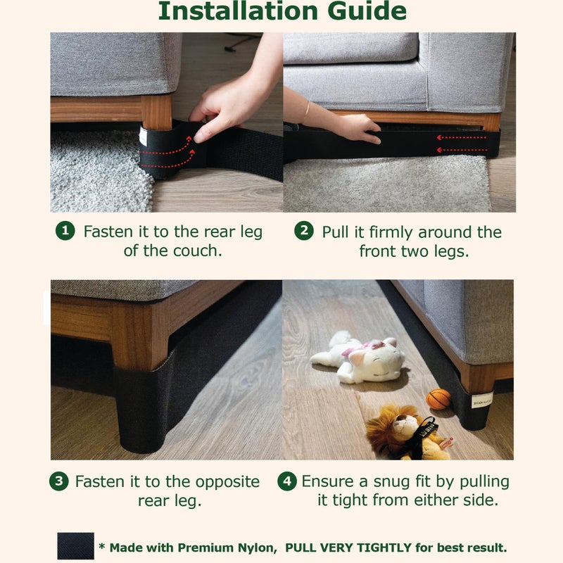 ECOHomes Under Couch Guards Toy Blocker - Elastic Strap Barrier for Under Sofa  Bed & Furniture Bottom Stop Things from Going Under | Easy to Install Gap Bumper Stopper for Toys (9 Ft by 5 Inch) - Image 4